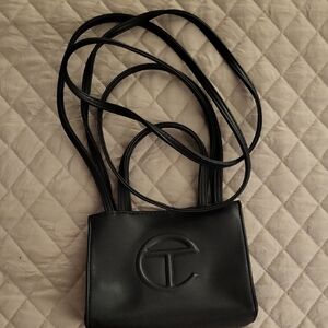 TELFAR Black Embossed Logo Crossbody Bag 5X6